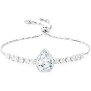 Women Crystal Rhinestone Charm Bracelet Adjustable Chain Teardrop Cubic Zirconia